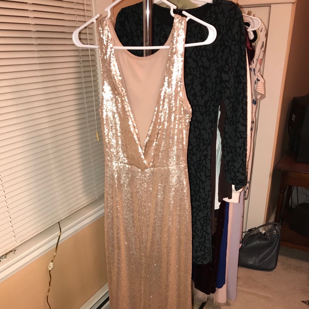 Rose gold sequin maxi dress